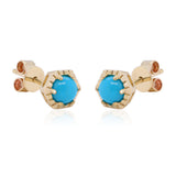 Ember 10K Yellow Gold Round-Cut Turquoise Earring