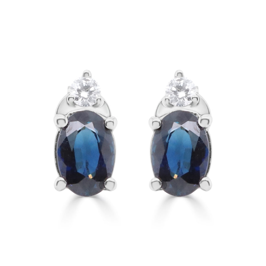 Arthur 10K White Gold Oval-Cut Ceylon Blue Sapphire Earrings
