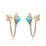 Zoie 10K Yellow Gold Round-Cut Arizona Turquoise Earrings
