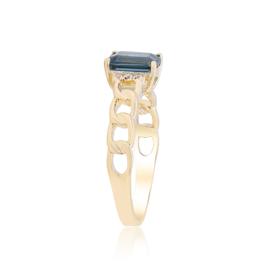 Abby 14K Yellow Gold Emerald-Cut London Blue Topaz Ring