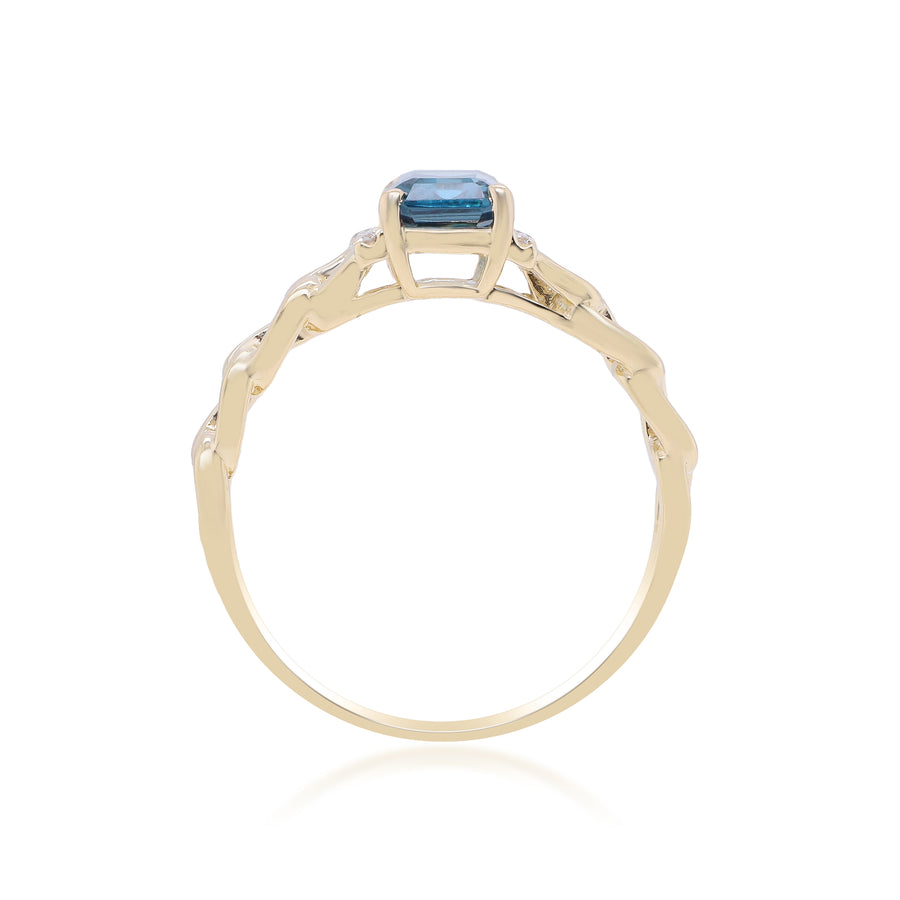 Abby 14K Yellow Gold Emerald-Cut London Blue Topaz Ring