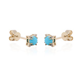 Zoie 10K Yellow Gold Round-Cut Arizona Turquoise Earrings