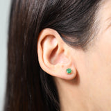 Amelia 10K Yellow Gold Round-Cut Emerald Earring