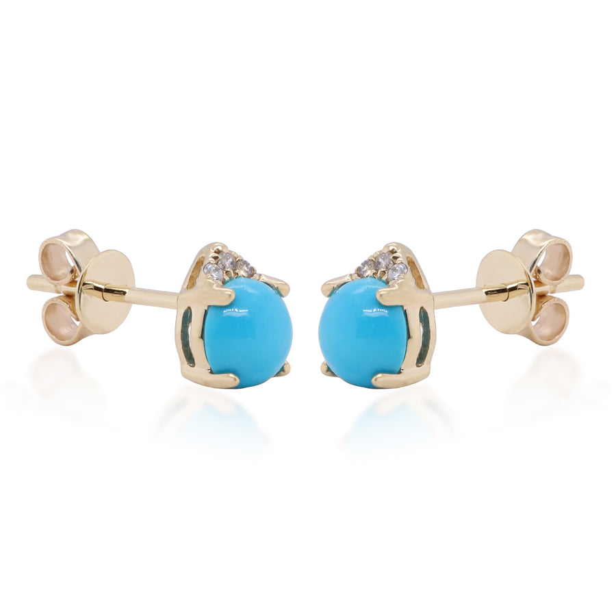Zoie 10K Yellow Gold Round-Cut Turquoise Earrings
