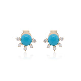 Zoie 10K Yellow Gold Round-Cut Arizona Turquoise Earrings