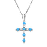 Valentina 10K White Gold Round-Cut Arizona Turquoise Pendant