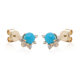 Zoie 10K Yellow Gold Round-Cut Arizona Turquoise Earrings