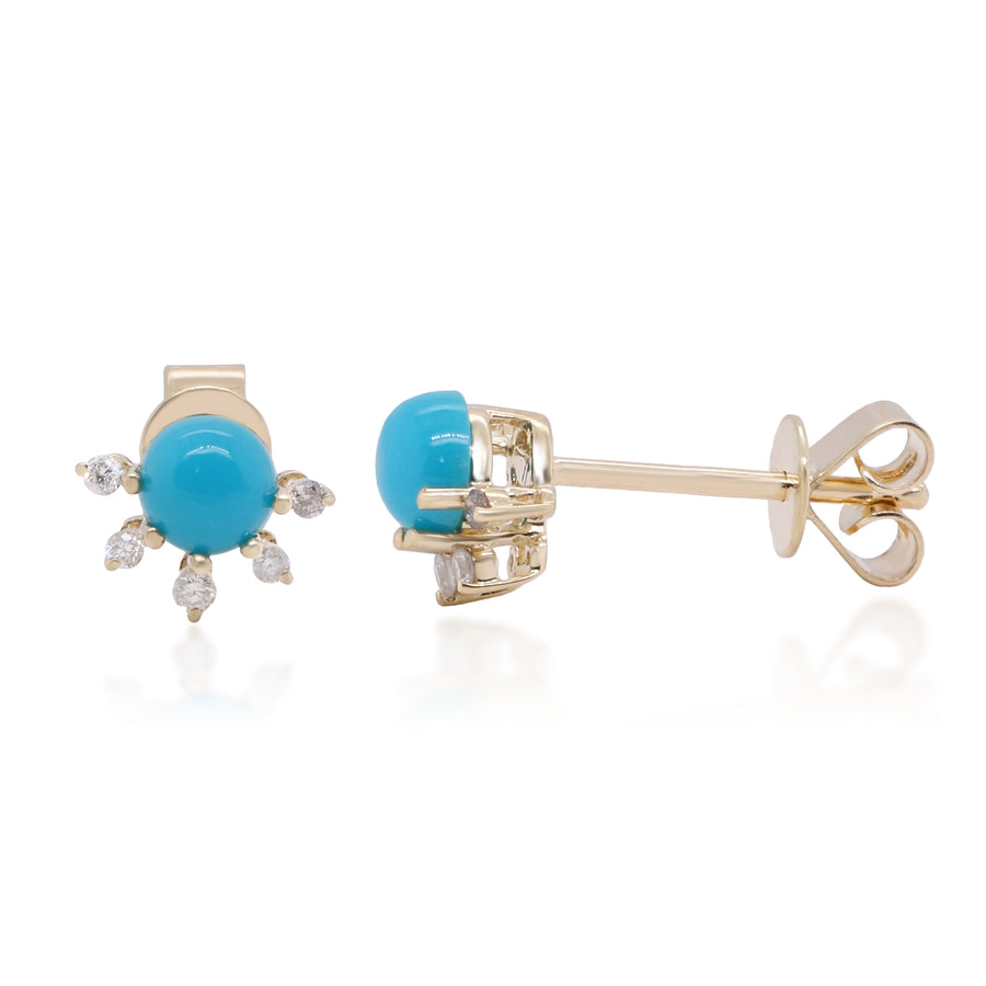 Zoie 10K Yellow Gold Round-Cut Turquoise Earrings