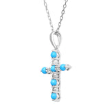 Valentina 10K White Gold Round-Cut Arizona Turquoise Pendant