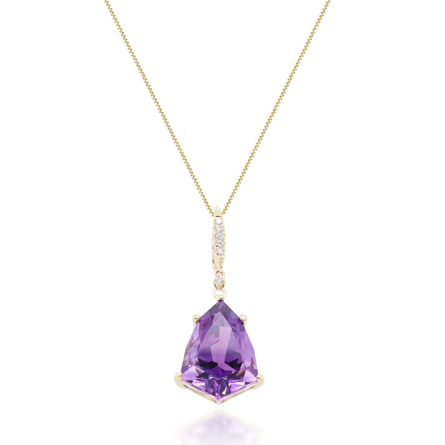 Madison 10K Yellow Gold Pear-Cut Brazilian Amethyst Pendant