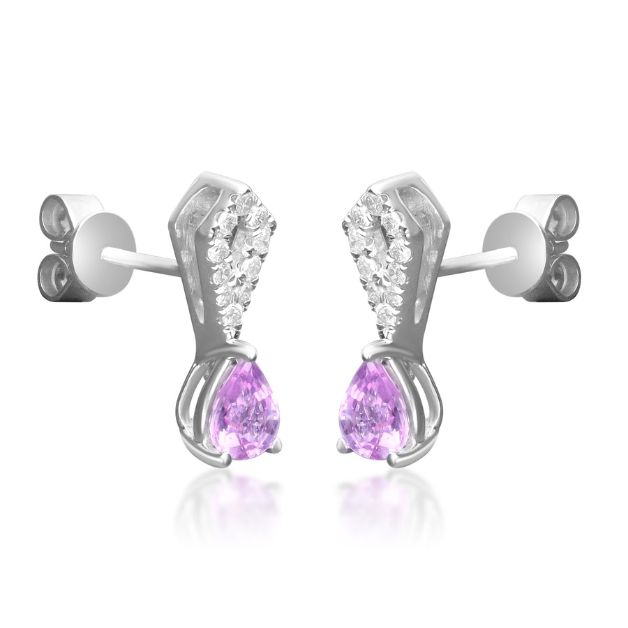 Grace 14K White Gold Pear-Cut Pink Sapphire Earrings