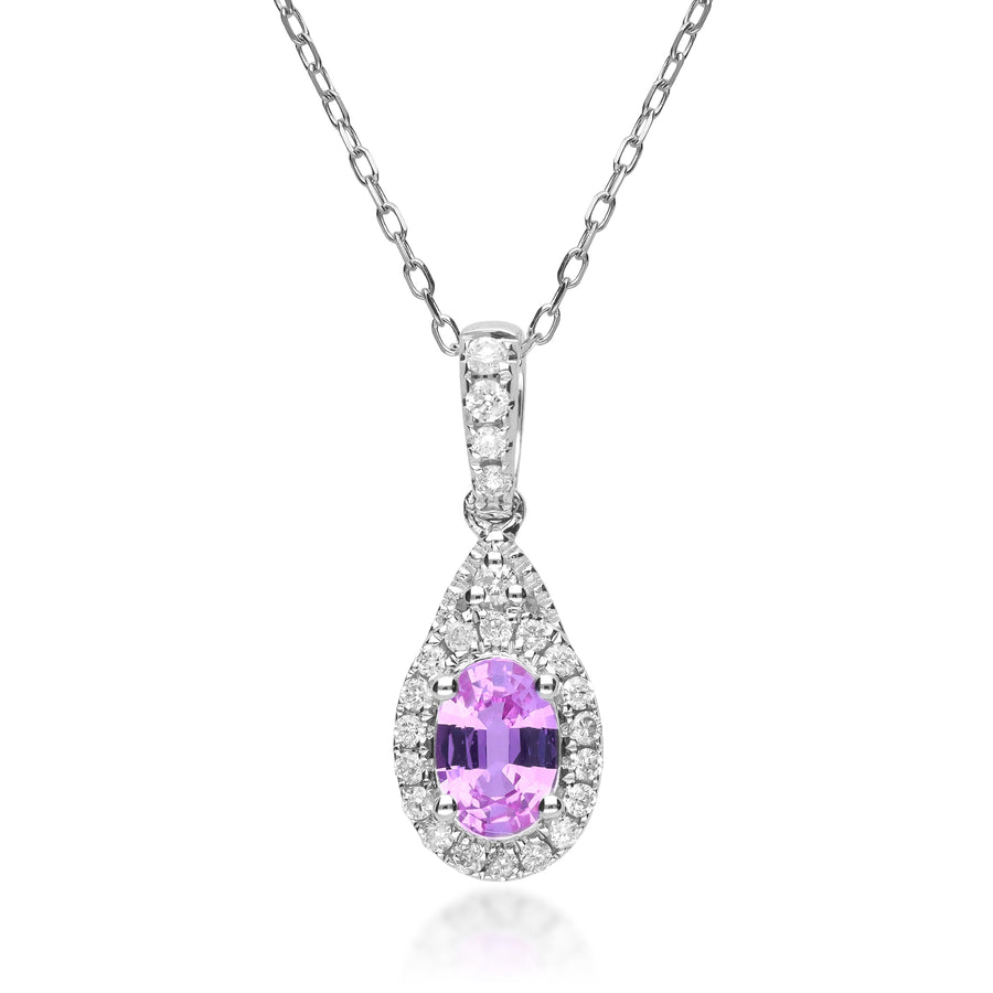 Hannah 14K White Gold Oval-Cut Pink Sapphire Pendant