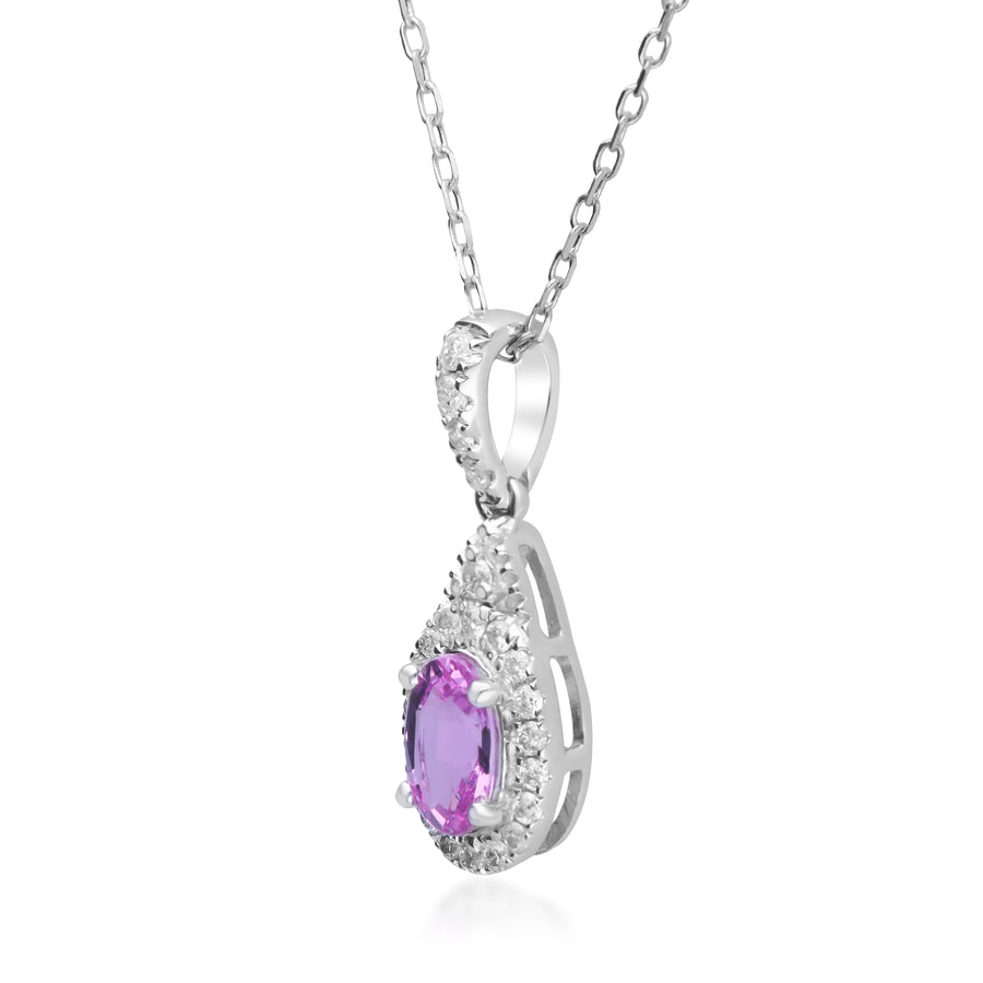 Hannah 14K White Gold Oval-Cut Pink Sapphire Pendant