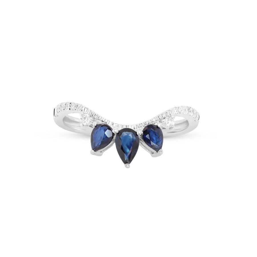 Amelia 14K White Gold Pear-Cut Blue Sapphire Ring