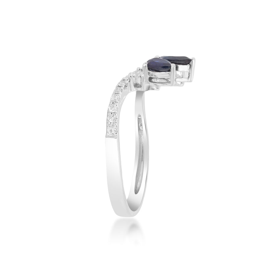 Amelia 14K White Gold Pear-Cut Blue Sapphire Ring