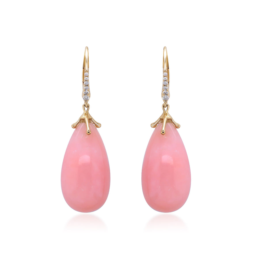 Billie 14K Yellow Gold Pear-Cut Pink Opal Earrings