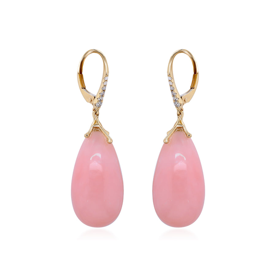 Billie 14K Yellow Gold Pear-Cut Pink Opal Earrings