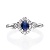 Alivia 10K White Gold Oval-Cut Ceylon Blue Sapphire Ring