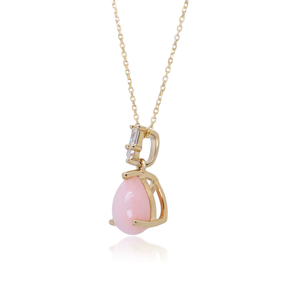 Emmie 10K Yellow Gold Pear-cut Pink Opal Pendant