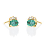Emilee 10K Yellow Gold Oval-Cut Natural Zambian Emerald Earring