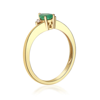 Paulina: 10K Yellow Gold Ring with Pear-Cut Natural Zambian Emerald