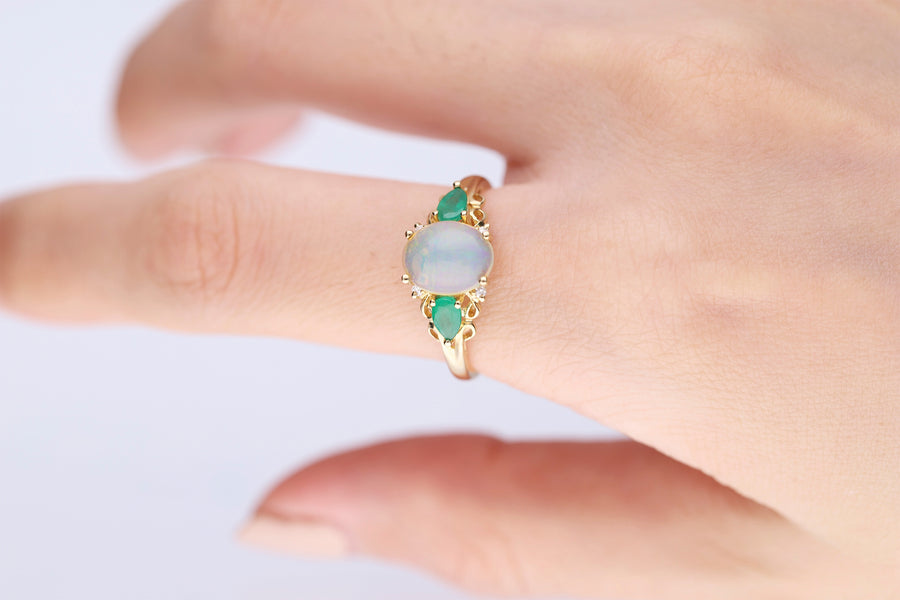 Emma 10K Yellow Gold Oval-Cut Opal Ring