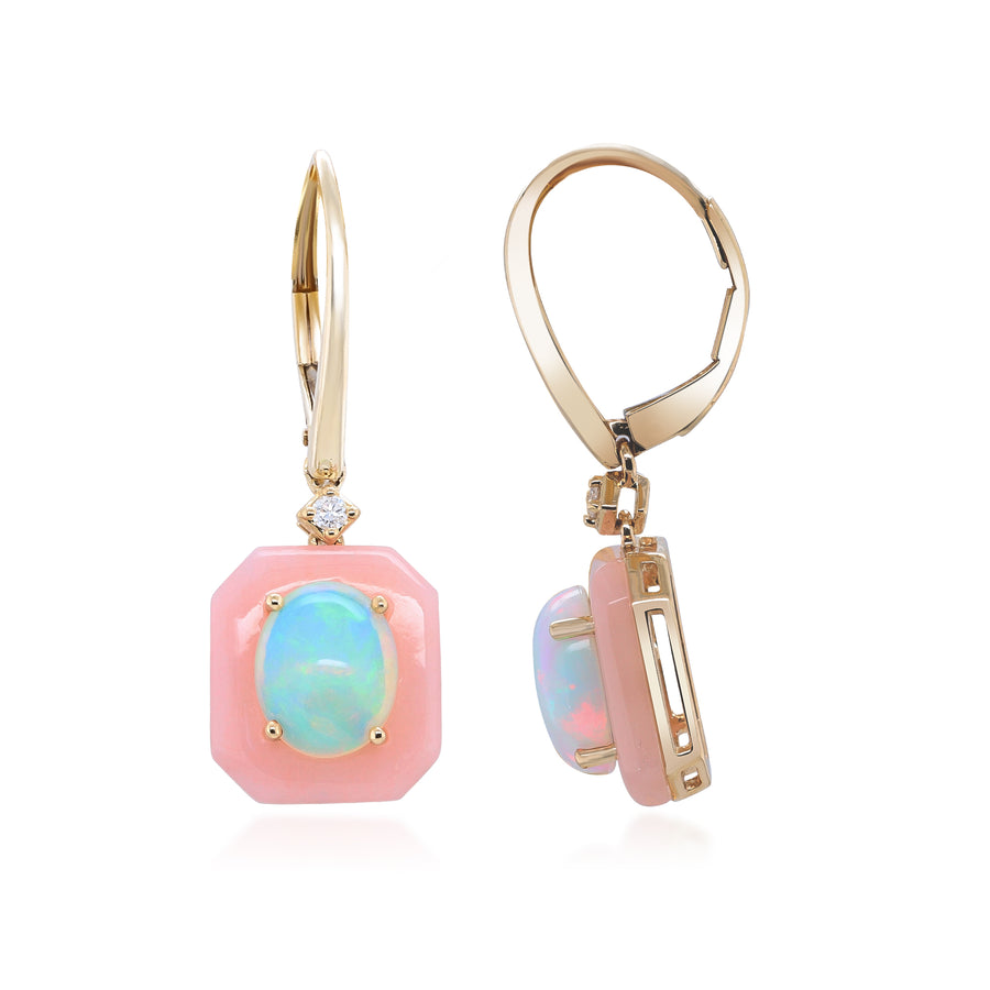 Gin and Grace 14K Pink Opal Earring, Pendant and Ring Set