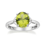 Mara 10K White Gold Oval-Cut Manchurian Peridot Ring