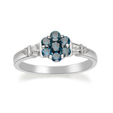 Charley 10K White Gold Round Cut Blue Diamond Ring