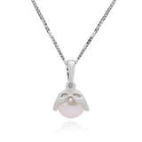 Stella 10K White Gold Round-Cut Water Pearl Pendant