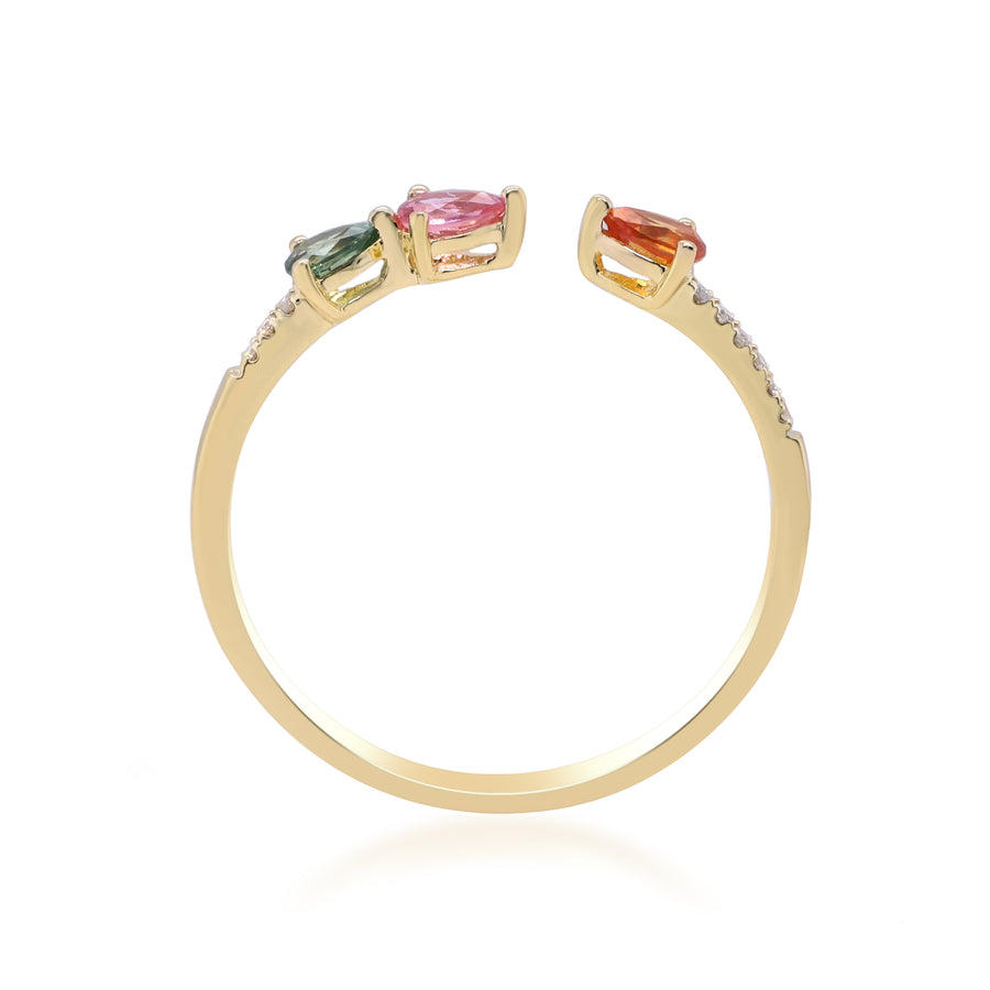 Brielle 10K Yellow Gold Pear-Cut Multi Sapphire Ring