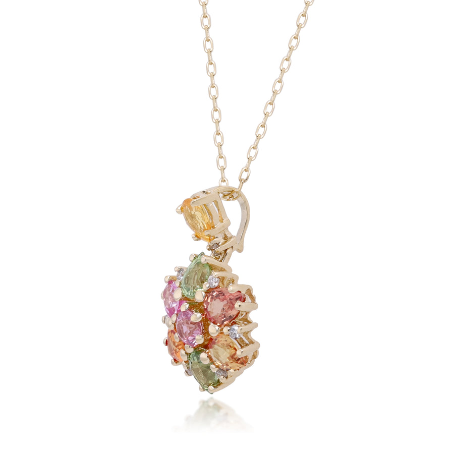 Zelda 10K Yellow Gold Pear-Cut Multi Sapphire Pendant