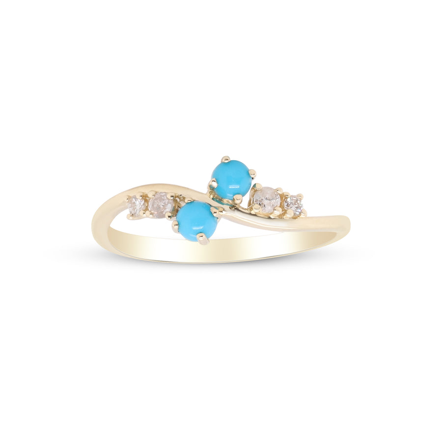 Yvette 10K Yellow Gold Round-Cut Arizona Turquoise Ring
