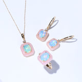 Gin and Grace 14K Pink Opal Earring, Pendant and Ring Set