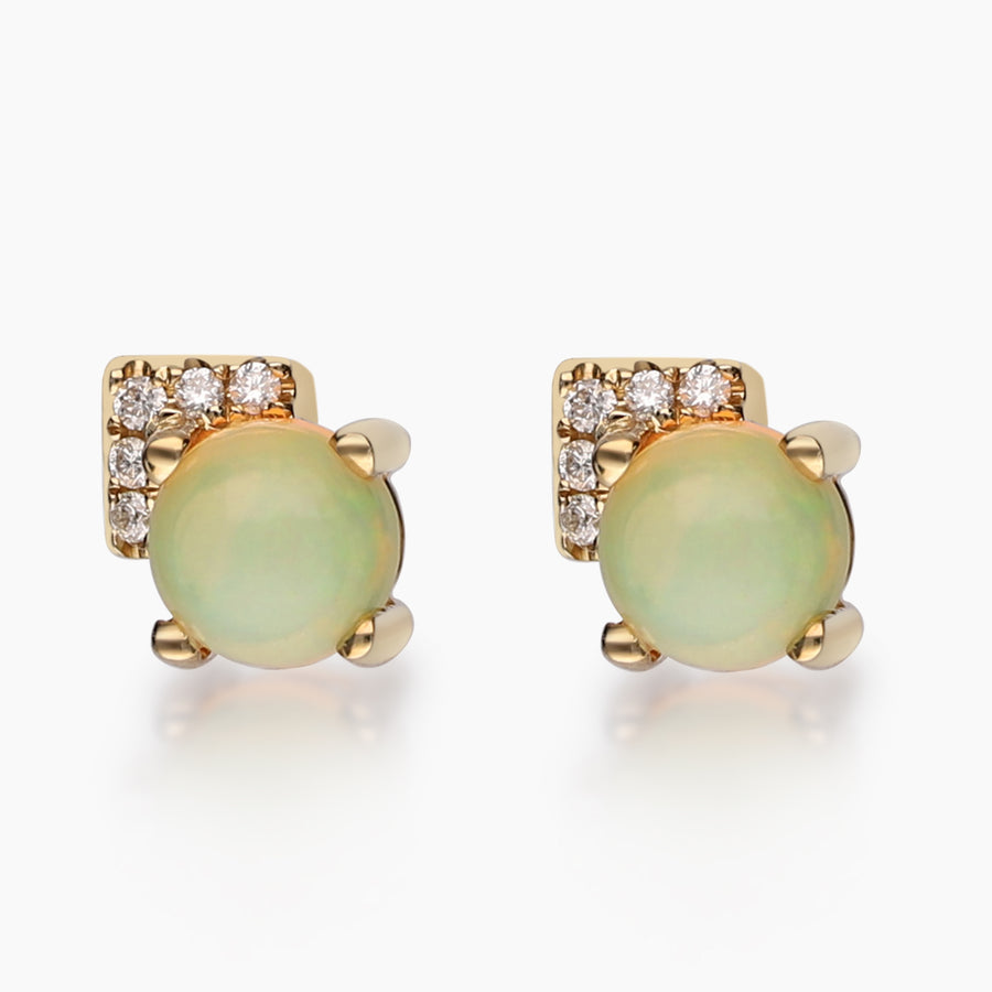 Amelia 10K Yellow Gold Round-Cut Opal Earrings