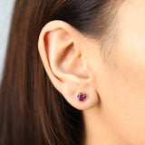 Camila 10K Yellow Gold Round-Cut Garnet Earring