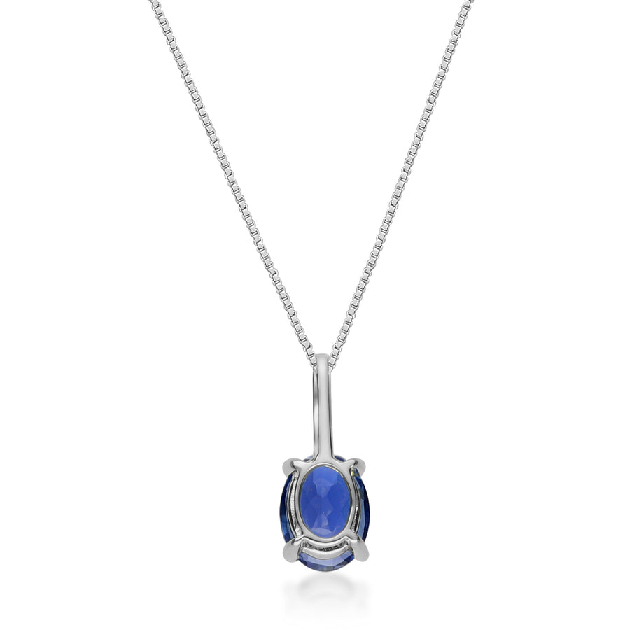 Josie 10K White Gold Oval-Cut Ceylon Blue Sapphire Pendant
