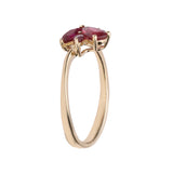 Leafy 14K Yellow Gold Pear-Cut Mozambique Ruby Ring