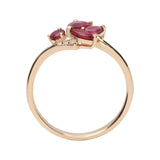 Leafy 14K Yellow Gold Pear-Cut Mozambique Ruby Ring