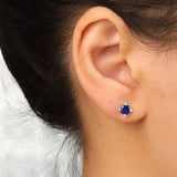 Alessia 10K White Gold Round-Cut Ceylon Blue Sapphire Earring