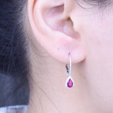 Heel 10K White Gold Pear-Cut Mozambique Ruby Earring