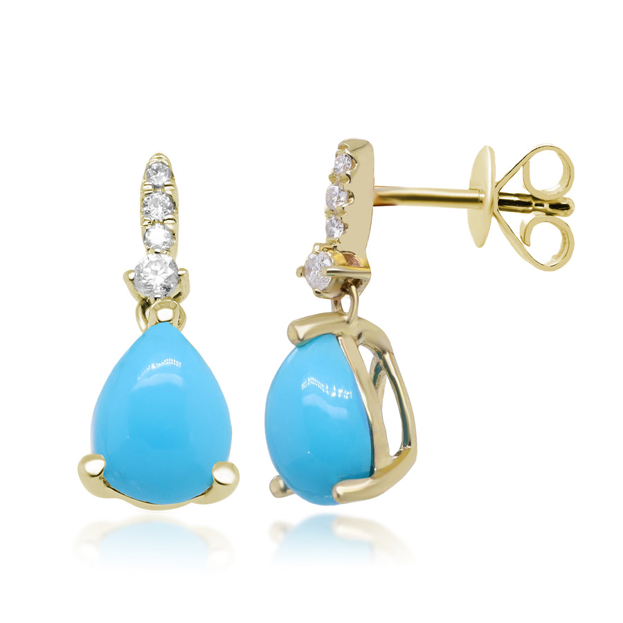 Astrid 10K Yellow Gold Pear-Cab Turquoise Earrings