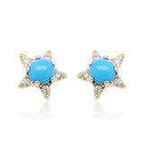 Gabriel 10K Yellow Gold Round-Cut Arizona Turquoise Earring