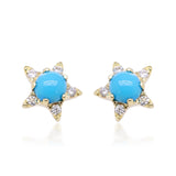 Gabriel 10K Yellow Gold Round-Cut Arizona Turquoise Earring