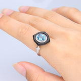 Esther 10K White Gold Oval-Cut Swiss Blue Topaz Ring