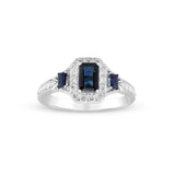 Wrenley 10K White Gold Emerald-Cut Blue Sapphire Ring