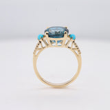 Paisley 14K Yellow Gold Round-Cut Brazilian London Blue Topaz Ring