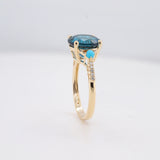 Paisley 14K Yellow Gold Round-Cut Brazilian London Blue Topaz Ring