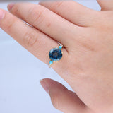 Paisley 14K Yellow Gold Round-Cut Brazilian London Blue Topaz Ring