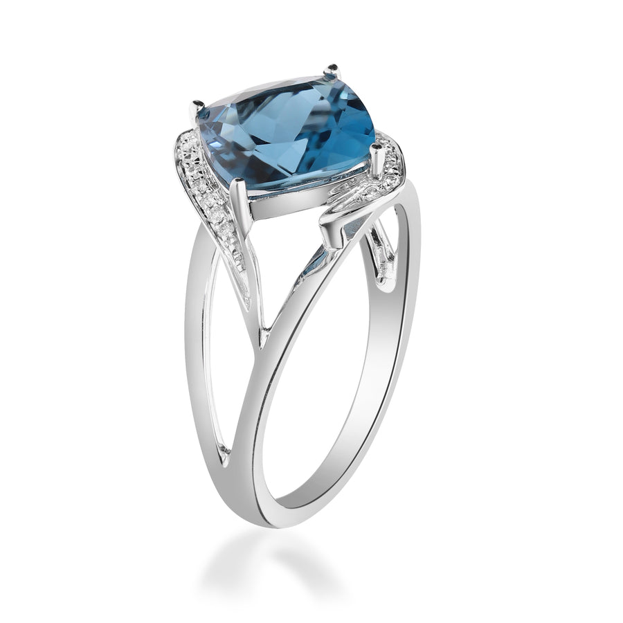 Isabella 10K White Gold Cushion-Cut London Blue Topaz Ring